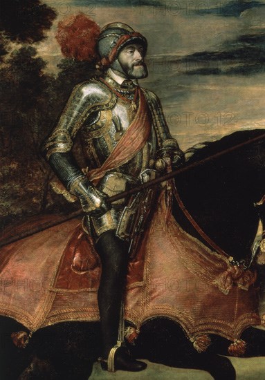 Titian, Charles V in Muhlberg - Detail