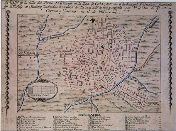 Map of the city of Trinidad (Cuba)