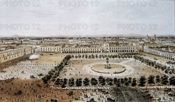 Vue de la place des armes depuis la cathédrale de Mexico