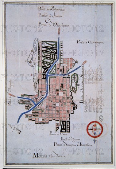 Plan de la ville de Guamanga au Pérou