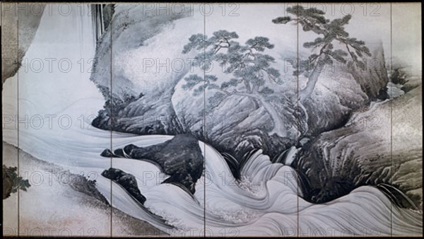 Japanese landscape with river