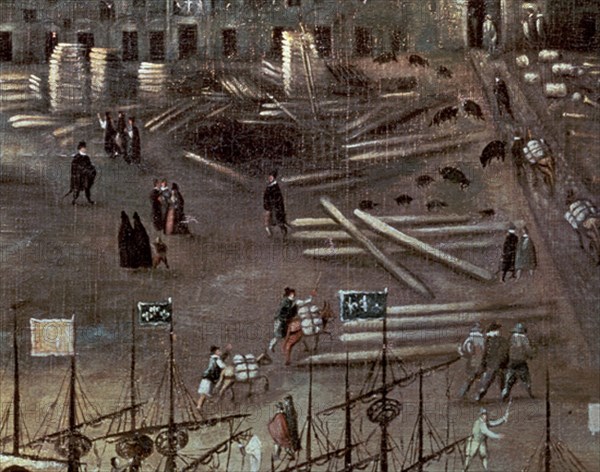 Attribué à Sanchez Coello, View of Sevilla (detail)