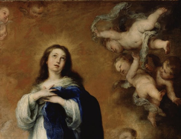Murillo, L'Immaculée de Soult - Détail de la Vierge avec les anges