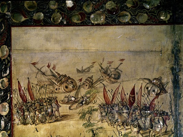 GONZALEZ MIGUEL Y JUAN
CONQUISTA MEXICO-CORTES MANDA ECHAR LAS NAVES A PIQUE EN PUERTO DE VERACRUZ - ENCONCHADO- 1689
MADRID, MUSEO DE AMERICA
MADRID