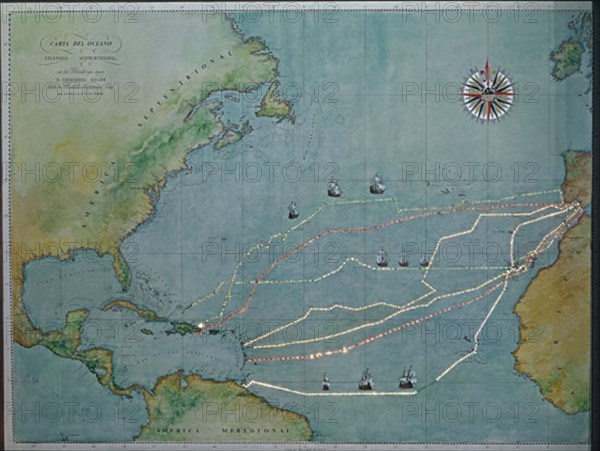 Map of Columbus' voyages