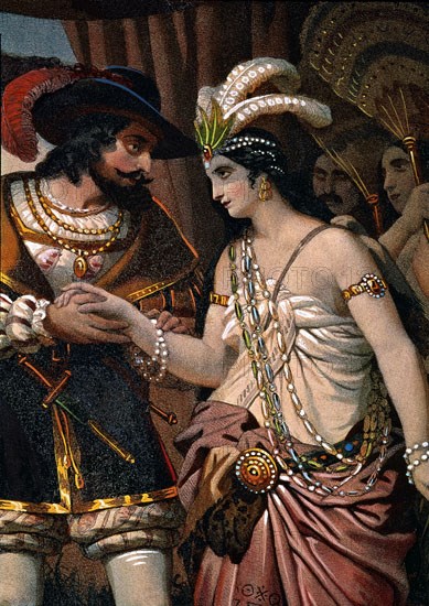 Hernán Cortés et doña Marina