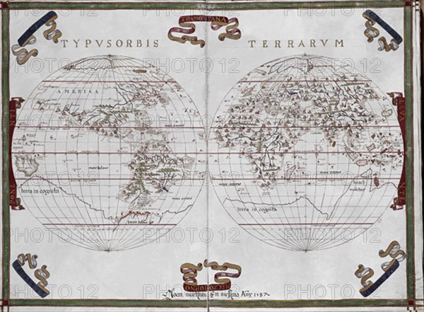 MARTINEZ JUAN
ATLAS PORTULANO DE 1587 - PG 1 - MAPA MUNDI - SIG  VIT 20
MADRID, BIBLIOTECA NACIONAL RAROS
MADRID