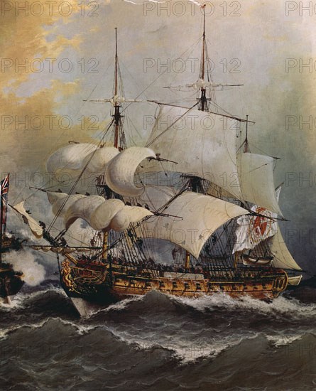 CORTELLINI ANGEL MARIA 1819/82
FRAGATA DEL MARINO ESPAÑOL BLAS DE LEZO EN COMBATE CON EL NAVIO INGLES STANHOPE
MADRID, MUSEO NAVAL
MADRID