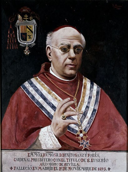 JIMENEZ L
BENITO SANZ Y FORES-CARDENAL PRESBITERO CON EL TITULO DE S.EUSEBIO-MURIO 1/11/1895
SEVILLA, BIBLIOTECA COLOMBINA
SEVILLA