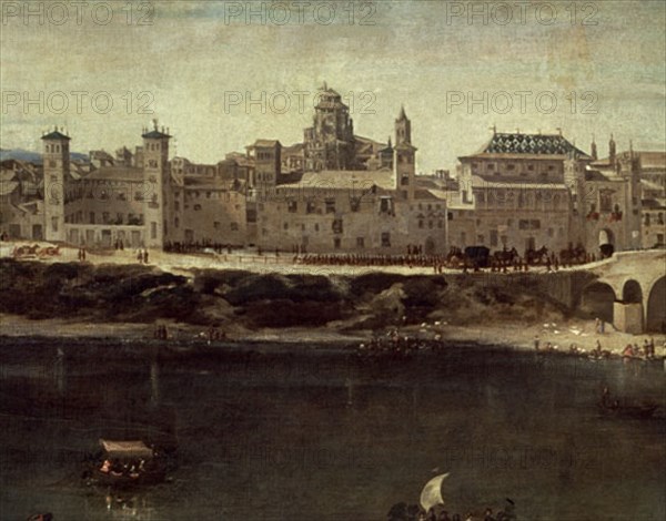 Mazo, View of Saragossa - Detail from the opposite bank with royal suite