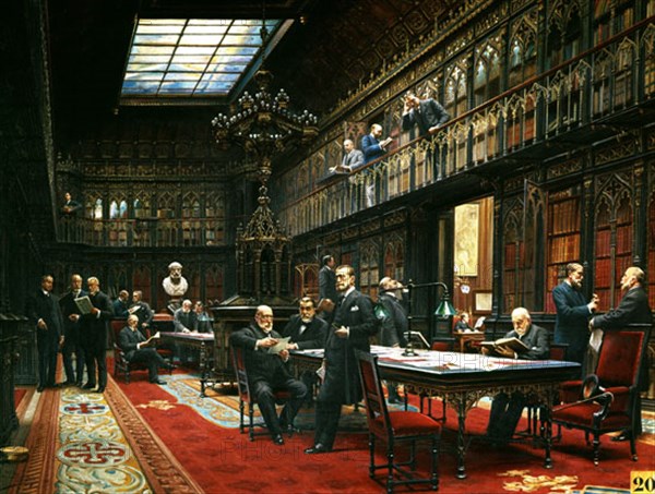 Mañanos y Martinez, La bibliothèque du sénat avec les sénateurs