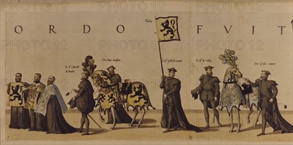 Procession de nobles espagnols et flamands lors de l'enterrement de Charles Quint