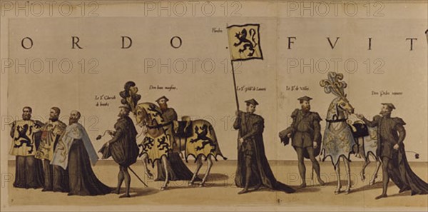 Procession of Spanish and Flemish noblemen during the funeral of Charles V