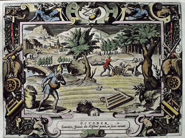 CALENDARIO - EL MES DE OCTUBRE - S XVI
SAN LORENZO DEL ESCORIAL, MONASTERIO-BIBLIOTECA
MADRID
This image is not downloadable. Contact us for the high res.