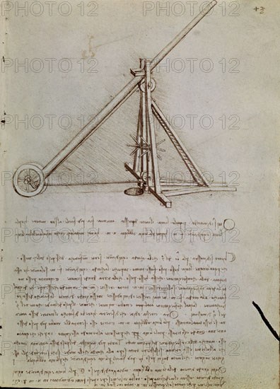 VINCI LEONARDO 1452/1519
PAGINA CON DIBUJO DE UNA MAQUINA
MADRID, BIBLIOTECA NACIONAL
MADRID