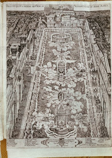 LIB 28-1-15 F216 FIESTA ESPANOLA EN ROMA-AÑO 1589-GRABADO
SAN LORENZO DEL ESCORIAL, MONASTERIO-BIBLIOTECA
MADRID