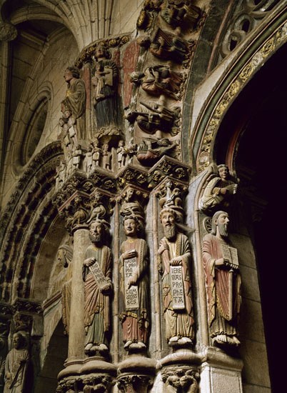 Detail from the Romanesque portico of orense cathedral