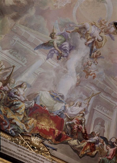 LOPEZ VICENTE 1772/1850
CARLOS III OFRECE LA ORDEN - DET DE TECHO
MADRID, PALACIO REAL-PINTURA
MADRID