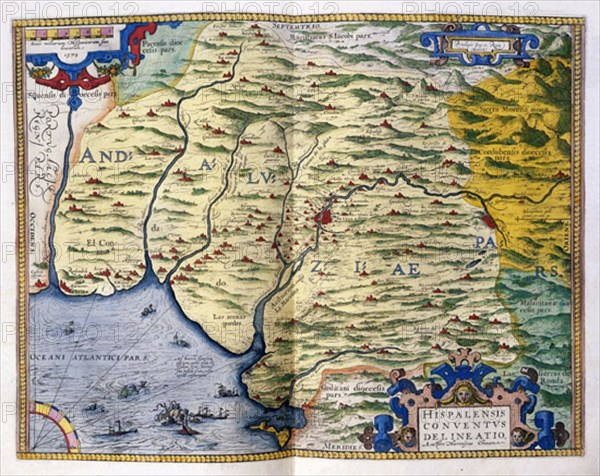 ORTELIUS ABRAHAM 1527/98
MAPA DE ANDALUCIA-DE CORDOBA A PORTUGAL
MADRID, SERVICIO GEOGRAFICO EJERCITO
MADRID