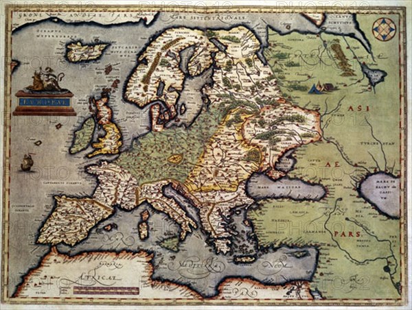 Ortelius, Carte de l'Europe et du nord de l'Afrique