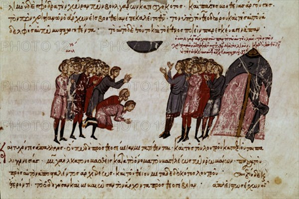 Skylitzes, The leader of the Bulgarians praying for the famine to go away