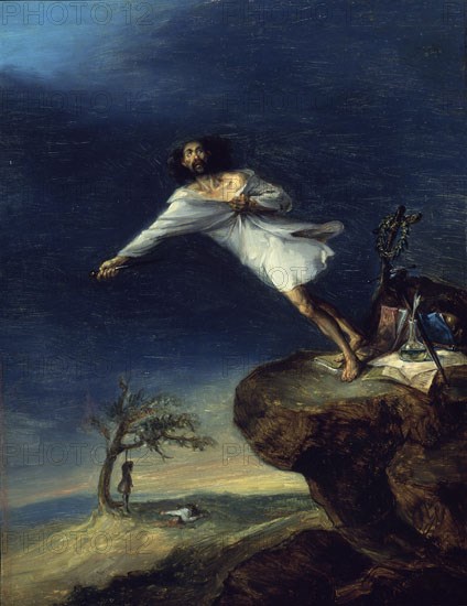 ALENZA LEONARDO 1807/45
SATIRA DEL SUICIDIO ROMANTICO - 1835 - O/L 35x28 - PINTURA ROMANTICA ESPAÑOLA
MADRID, MUSEO ROMANTICO
MADRID