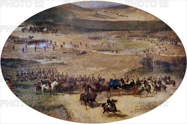 Fortuny, Isabelle II et de Marie Christine passant les troupes en revue en 1837