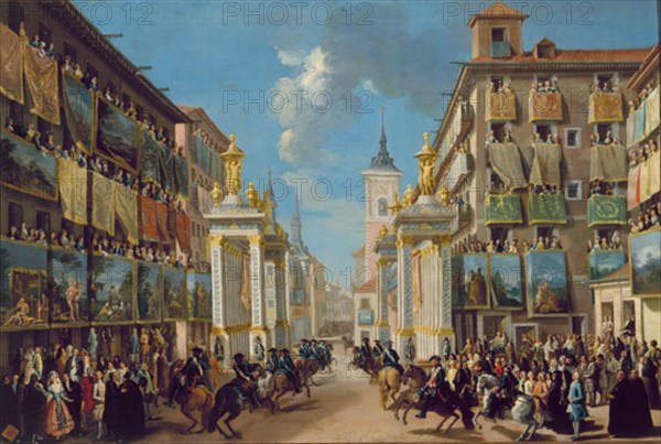 QUIROS LORENZO 1717/89
ORNATO DE LA CALLE DE LAS PLATERIAS CON MOTIVO DE LA ENTRADA DE CARLOS III
MADRID, MUSEO MUNICIPAL
MADRID