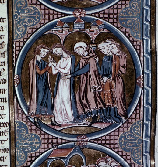 BIBLIA DE SAN LUIS- TOMO I- PAG 16- REBECA ES ENTREGADA A LABAN POR SU PADRE-1226/34
TOLEDO, CATEDRAL BIBLIOTECA
TOLEDO