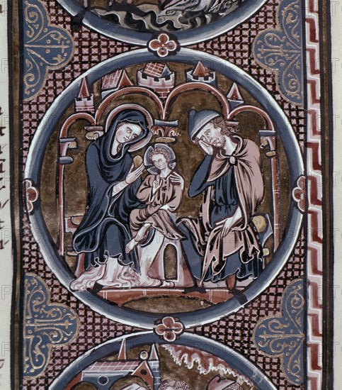 BIBLIA DE SAN LUIS-TOMO I -PAG 11V- ISAAC DE NIÑO- 1226/34-ABRAHAM CON SARA Y SU HIJO ISAAC
TOLEDO, CATEDRAL BIBLIOTECA
TOLEDO