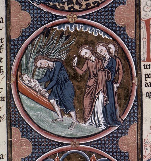 BIBLIA DE S LUIS- TOMO I- PAG 32- LAS HIJA DEL FARAON Y SUS DONCELLAS RECOGEN DE LAS AGUAS A MOISES
TOLEDO, CATEDRAL BIBLIOTECA
TOLEDO
