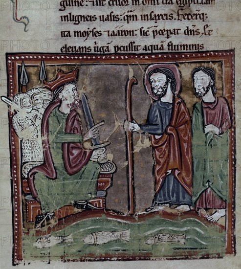 BIBLIA S XIII -TOMO I MOISES ANTE EL FARAON PREDICE LAS PLAGAS DE EGIPTO- EXODO-ANTIGUO TESTAMENTO-
MADRID, ACADEMIA DE HISTORIA
MADRID