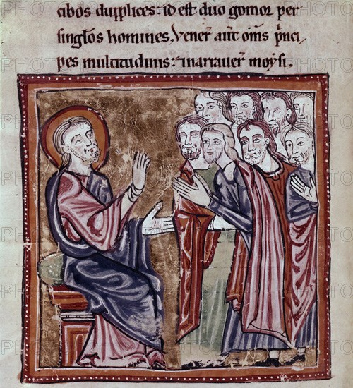 BIBLIA S XIII- TOMO I 45V- JETRO VISITA A MOISES Y LE ACONSEJA COMO DEBE GUIAR A SU PUEBLO-EXODO
MADRID, ACADEMIA DE HISTORIA
MADRID