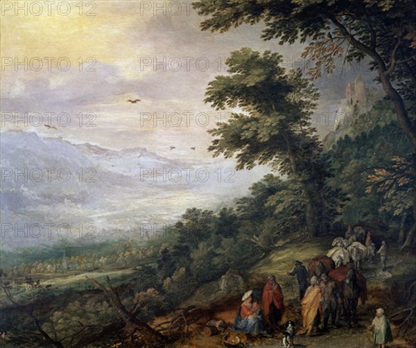 Jan Bruegel, Troupeau et gitans dans un bois