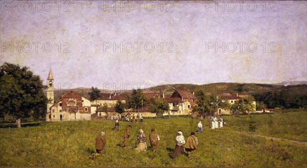 Avendano, Paysage avec procession villageoise