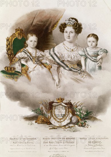 ALEGORIA (M CRISTINA-ISABEL II Y LA IFTA MARIA LUISA FERNANDA) -GRABADO COLOREADO
Madrid, public museum