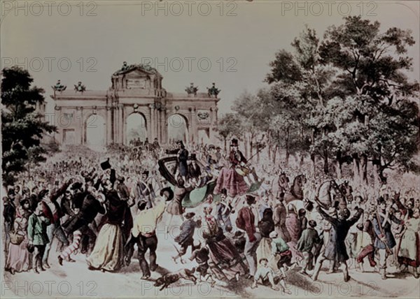 Urrabieta Vierge, Baldomero Espartero entrant dans Madrid par la calle Alcala en juillet 1854