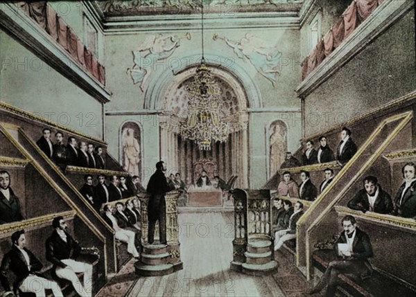 FAURE
LIT-ESTAMENTO DE PROCERES-SESION DE 1834 EN CASON BUEN RETIRO
Madrid, musée municipal