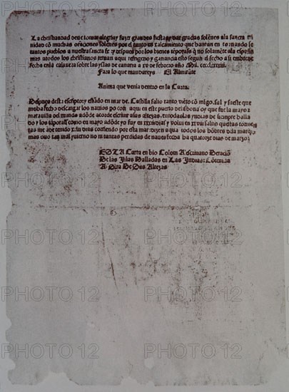 Lettre de Christophe Colomb à Louis de Santangel