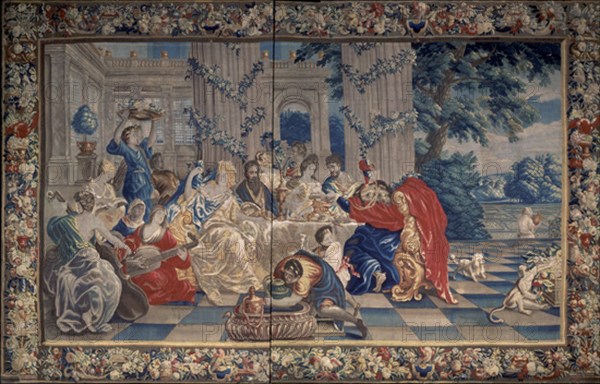 TAPIZ-EL FESTIN-TALLER DE AMBERES-FLANDES-1690-330X550 CM-LANA/SEDA
MADRID, BANCO HIPOTECARIO
MADRID