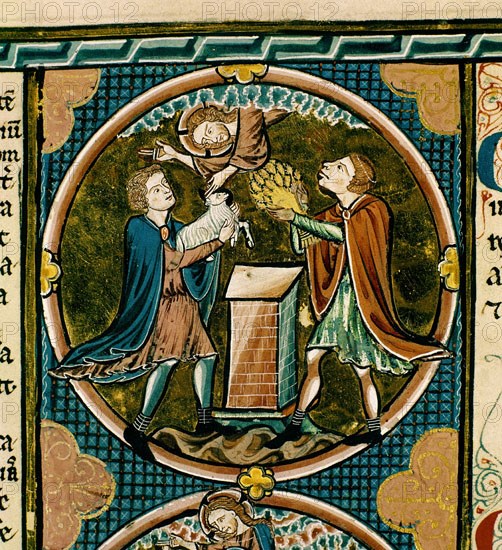 BIBLIA DE SAN LUIS FRANCIA-1226/34- CAIN Y ABEL HACEN SUS OFRENDAS A DIOS -MINIATURA GOTICA
TOLEDO, CATEDRAL BIBLIOTECA
TOLEDO