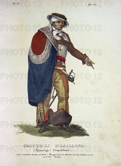 LINATI DE PREVOST CLAUDIO 1790/1832
LIBRO"TRAJES CIVILES,MILITARES Y RELIGIOSOS DE MEJICO"1828-HACENDADO (PROPIETARIO) MEJICANO
MADRID, MUSEO DE AMERICA
MADRID