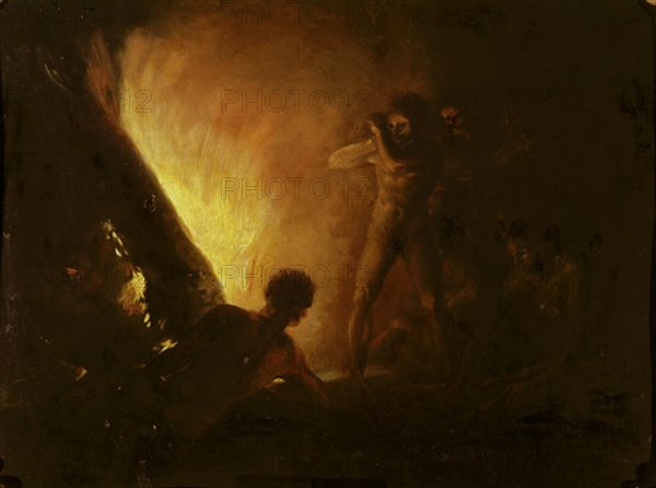 Goya, Le bûcher - Sauvages devant un feu