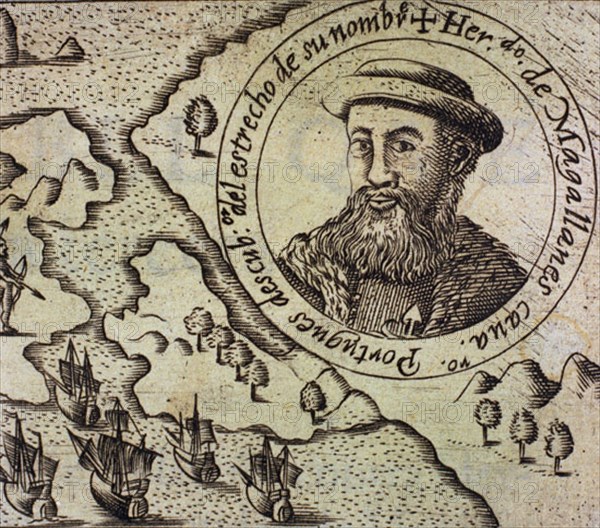 Herrera y Tordesillas, Le Livre des décennies - Image de Fernand de Magellan