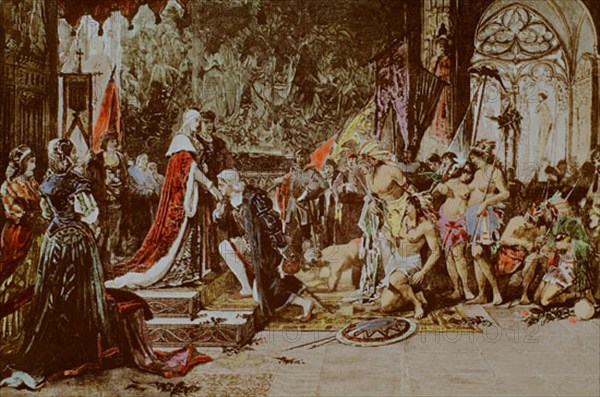 Ankerman, The Catholic Kings Receiving Columbus in Barcelona after his First Trip in 1493