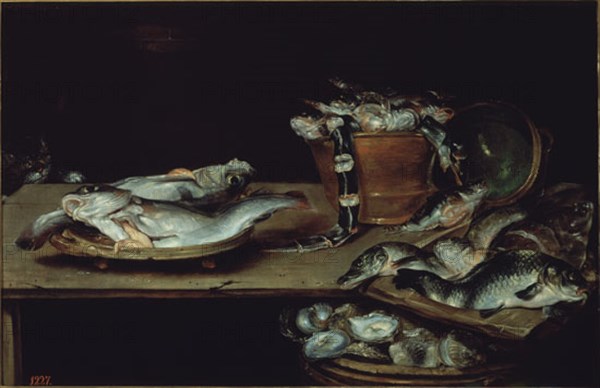 Alexander van Adriaenssen (1587 - 1661)
Ecole flamande
Nature morte aux poissons
Bodegón
Huile sur toile (60 x 91 cm)
Madrid, musée du Prado