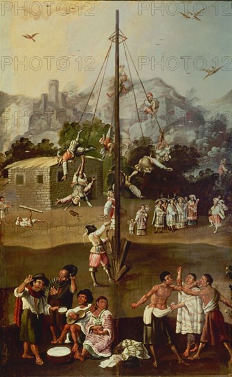 EL PALO VOLADOR- BIOMBO MEXICANO - S XVII - DETALLE CENTRAL - Conjunto nº 3483
MADRID, MUSEO DE AMERICA
MADRID