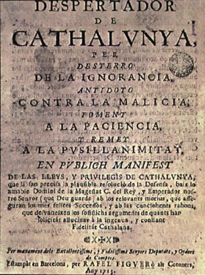 PERIODICO-EL DESPERTADOR DE CATALUÑA-IMPRESO EN 1713 EN BARNA