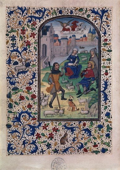 VRELANT GUILLERMO 1410/81
LIBRO HORAS DE LEONOR DE LA VEGA-ANUNCIACION A LOS PASTORES-VIT.24-2-PG 83-MANUSCRITO FLAMENCO S XV
MADRID, BIBLIOTECA NACIONAL
MADRID