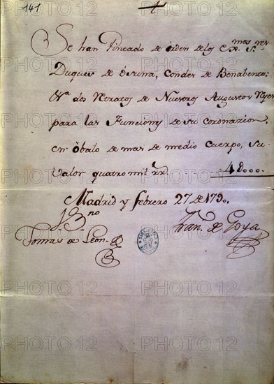 Goya, Autographed letter